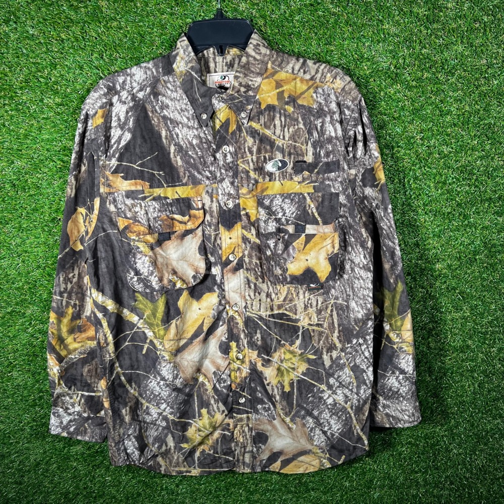 Mossy Oak Apparel Treklite Camo Hunting Shirt Mens Small Vented‎ Long Sleeve